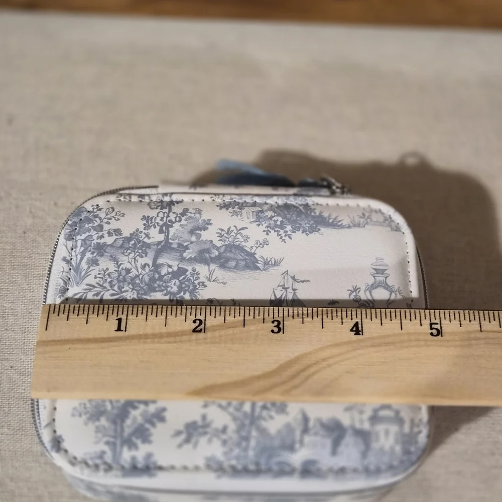 Blue White Toile Print Tassel Jewelry Box